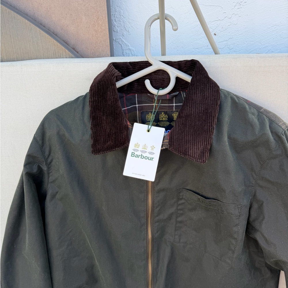 Barbour Green Jacket with Brown Collar